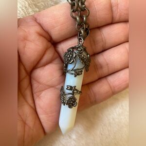 Flowers‎ & Vine Wrapped Semi Precious Gemstone Pendant Necklace Energy Cr…